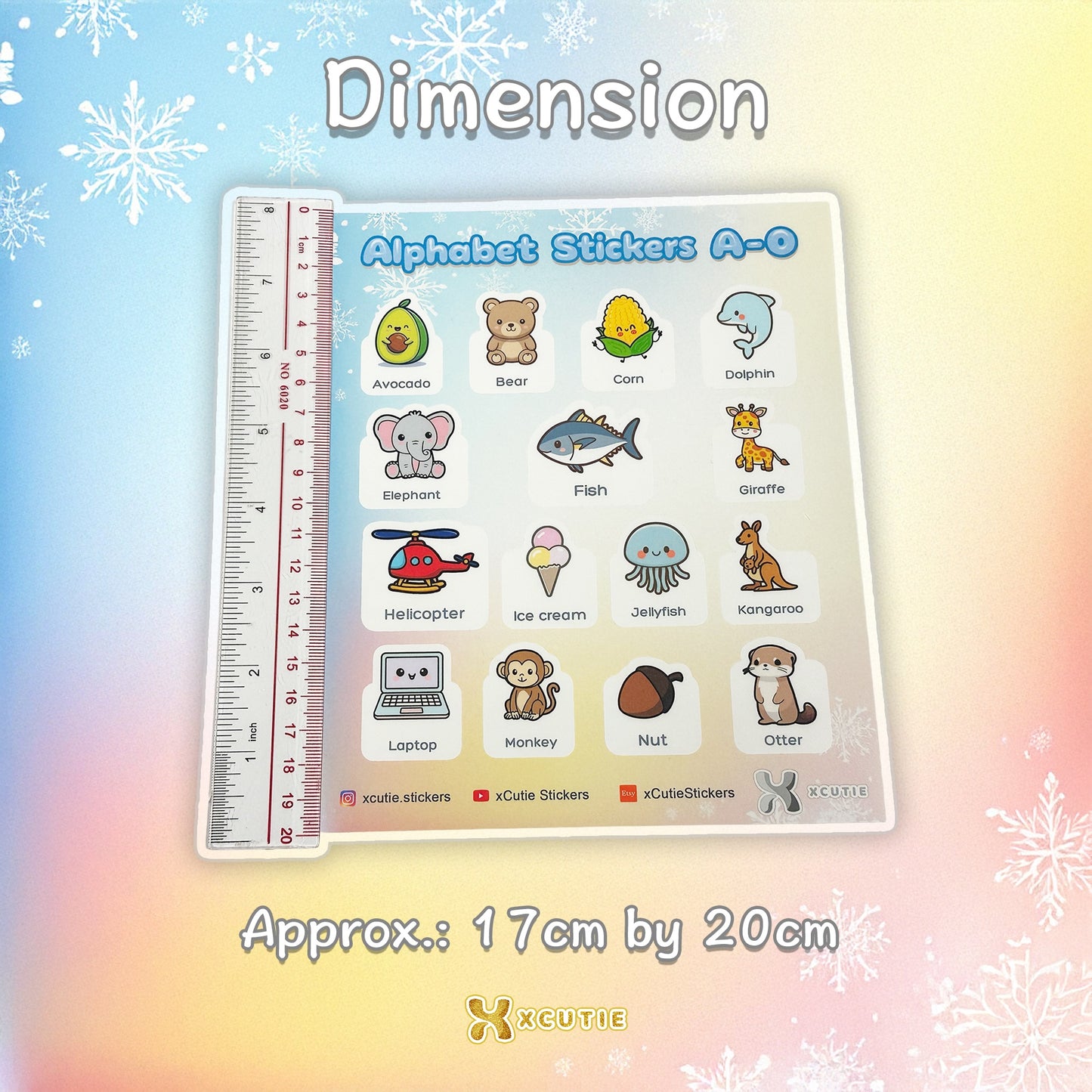 📗 字母學習貼紙 – AZ 詞彙,兒童教育貼紙