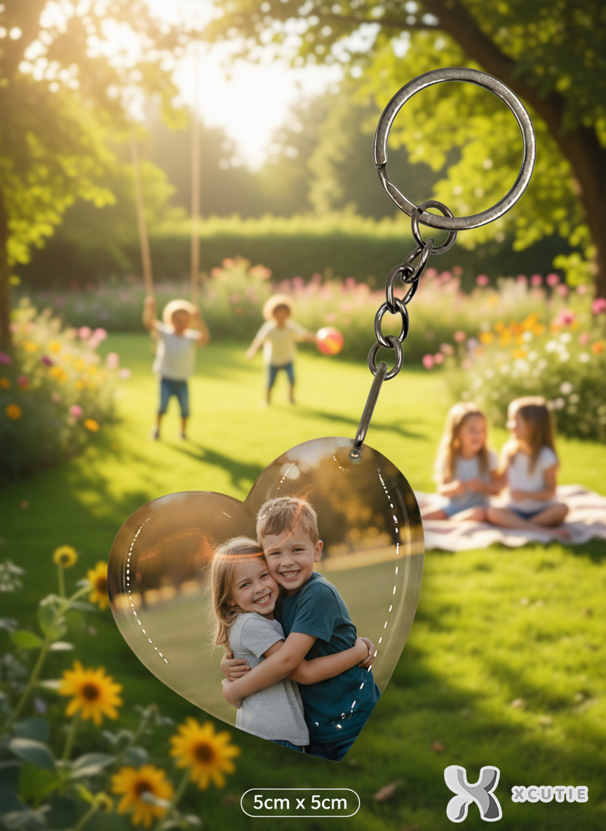 Personalized Photo Keyring - Heart Shape