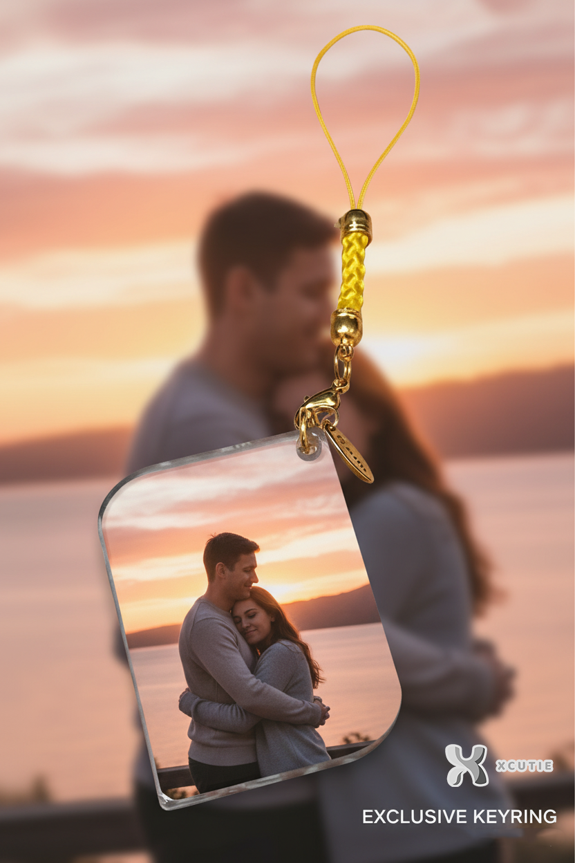 Personalized Photo Keyring - Rhombus