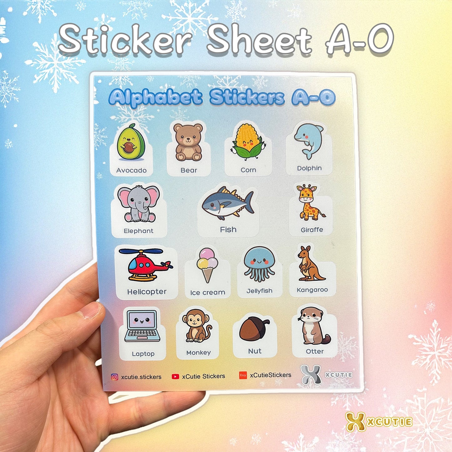 📗 字母學習貼紙 – AZ 詞彙，兒童教育貼紙