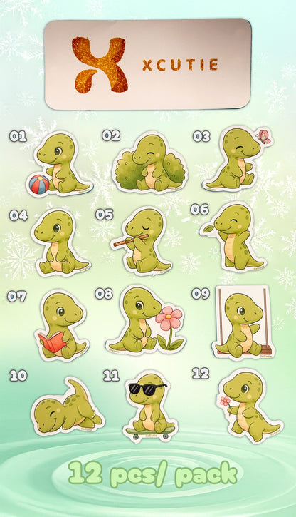 QQ Dino - Brahiosaurus - Dinosaur  Vinyl Sticker Set #01 | 12 pcs/ pack
