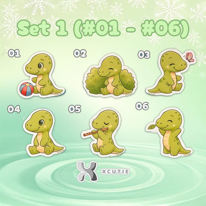 QQ Dino - Brahiosaurus - Dinosaur  Vinyl Sticker Set #01 | 12 pcs/ pack