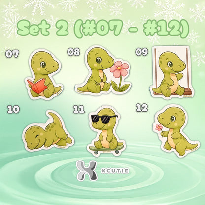 QQ Dino - Brahiosaurus - Dinosaur  Vinyl Sticker Set #01 | 12 pcs/ pack