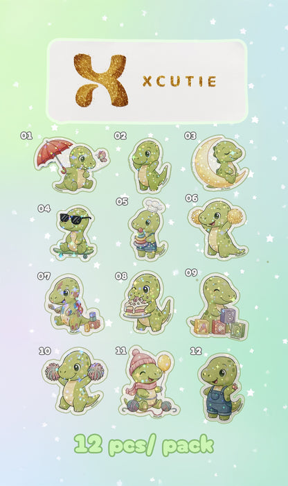 QQ Dino - Brahiosaurus - Dinosaur  Vinyl Sticker Set #02 || 12 pcs/ pack