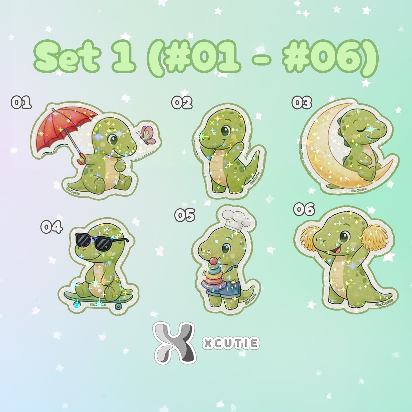 QQ Dino - Brahiosaurus - Dinosaur  Vinyl Sticker Set #02 || 12 pcs/ pack