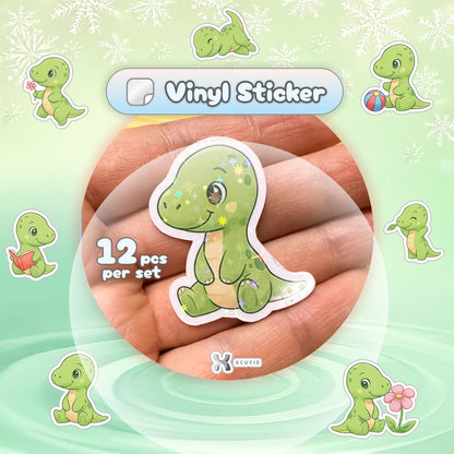 QQ Dino - Brahiosaurus - Dinosaur  Vinyl Sticker Set #01 | 12 pcs/ pack