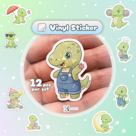 QQ Dino - Brahiosaurus - Dinosaur  Vinyl Sticker Set #02 || 12 pcs/ pack