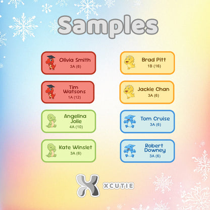 Personalized Dinosaur Name Tag Stickers • School Labels, Waterproof (32-Pack)