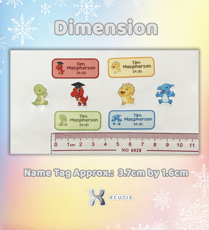 Personalized Dinosaur Name Tag Stickers • School Labels, Waterproof (32-Pack)