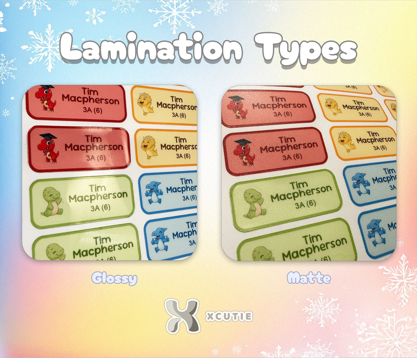 Personalized Dinosaur Name Tag Stickers • School Labels, Waterproof (32-Pack)