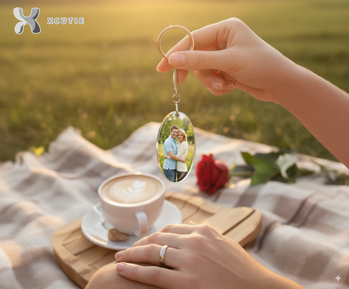 Personalized Photo Keyring (Eclipse) – Custom Memory Keepsake Gift