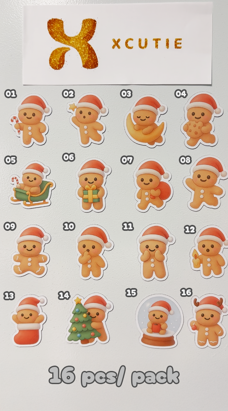Gingerbread Man Sticker - Christmas Set | 16 pcs/ pack