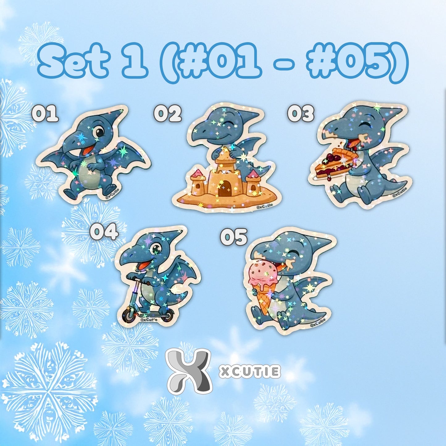 QQ Dino - Pterodactyl - Dinosaur  Vinyl Sticker Set #01 | 10pcs/ pack