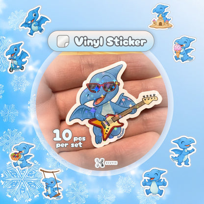 QQ Dino - Pterodactyl - Dinosaur  Vinyl Sticker Set #01 | 10pcs/ pack