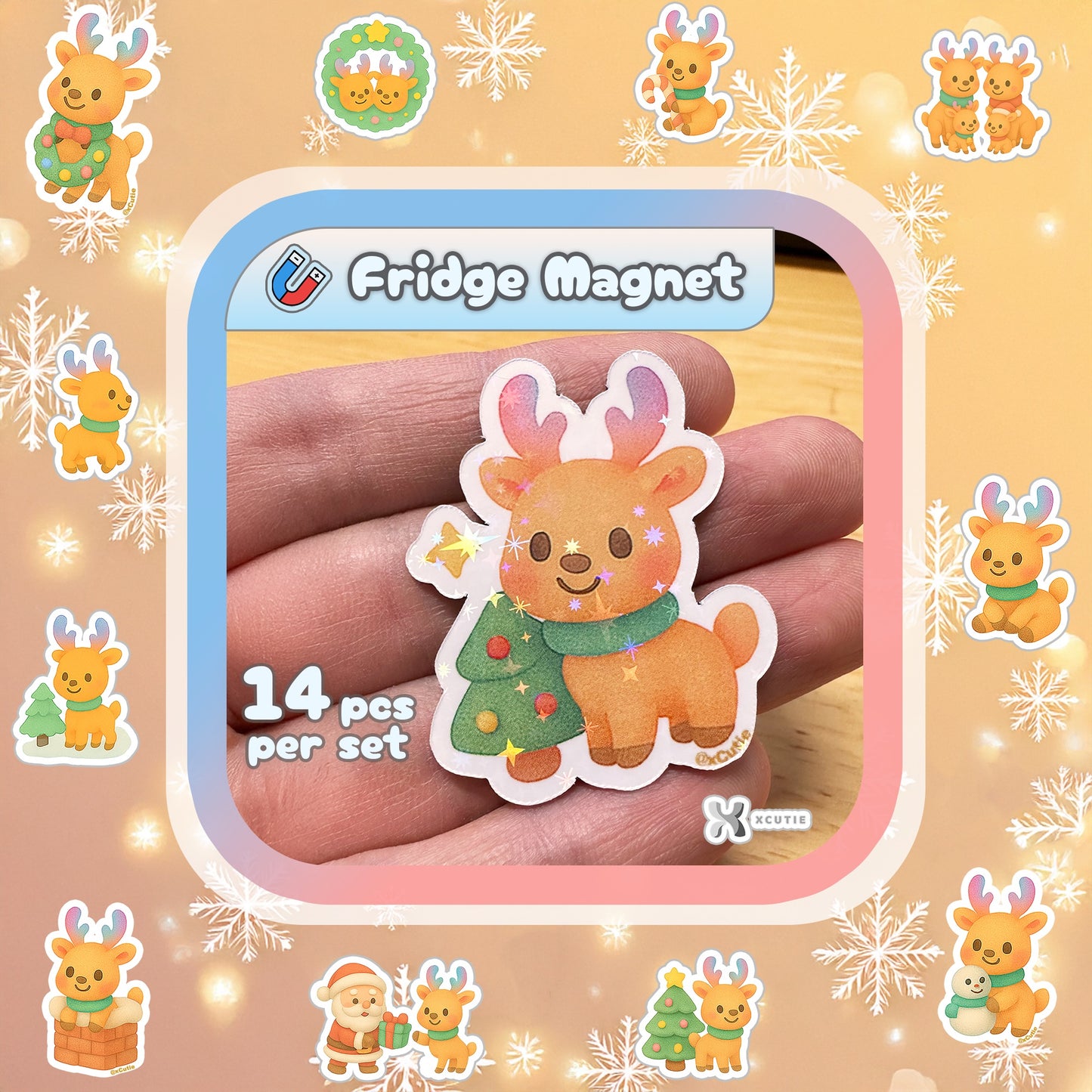 Reindeer Magnet - Christmas Set | 14 pcs/ pack