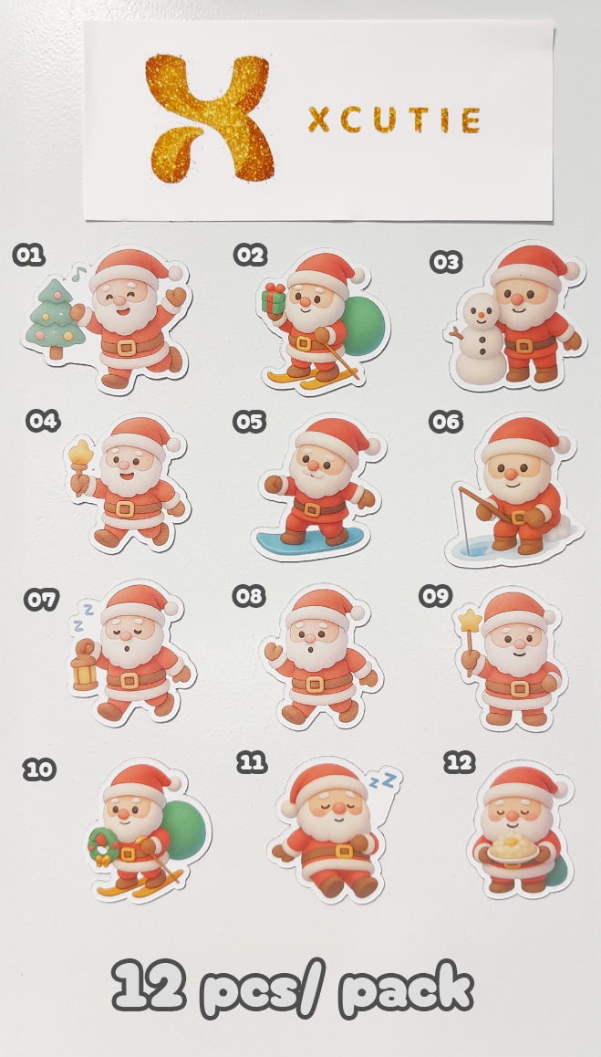 Santa Claus Sticker - Christmas Set 02 | 12 pcs/ pack