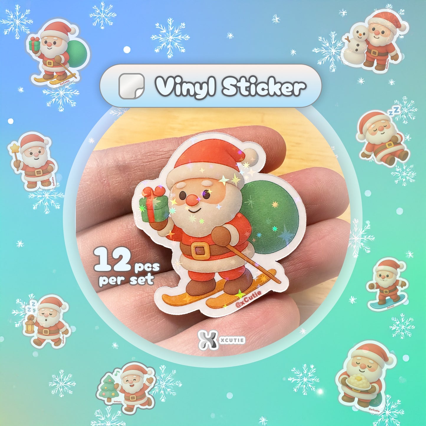 Santa Claus Sticker - Christmas Set 02 | 12 pcs/ pack