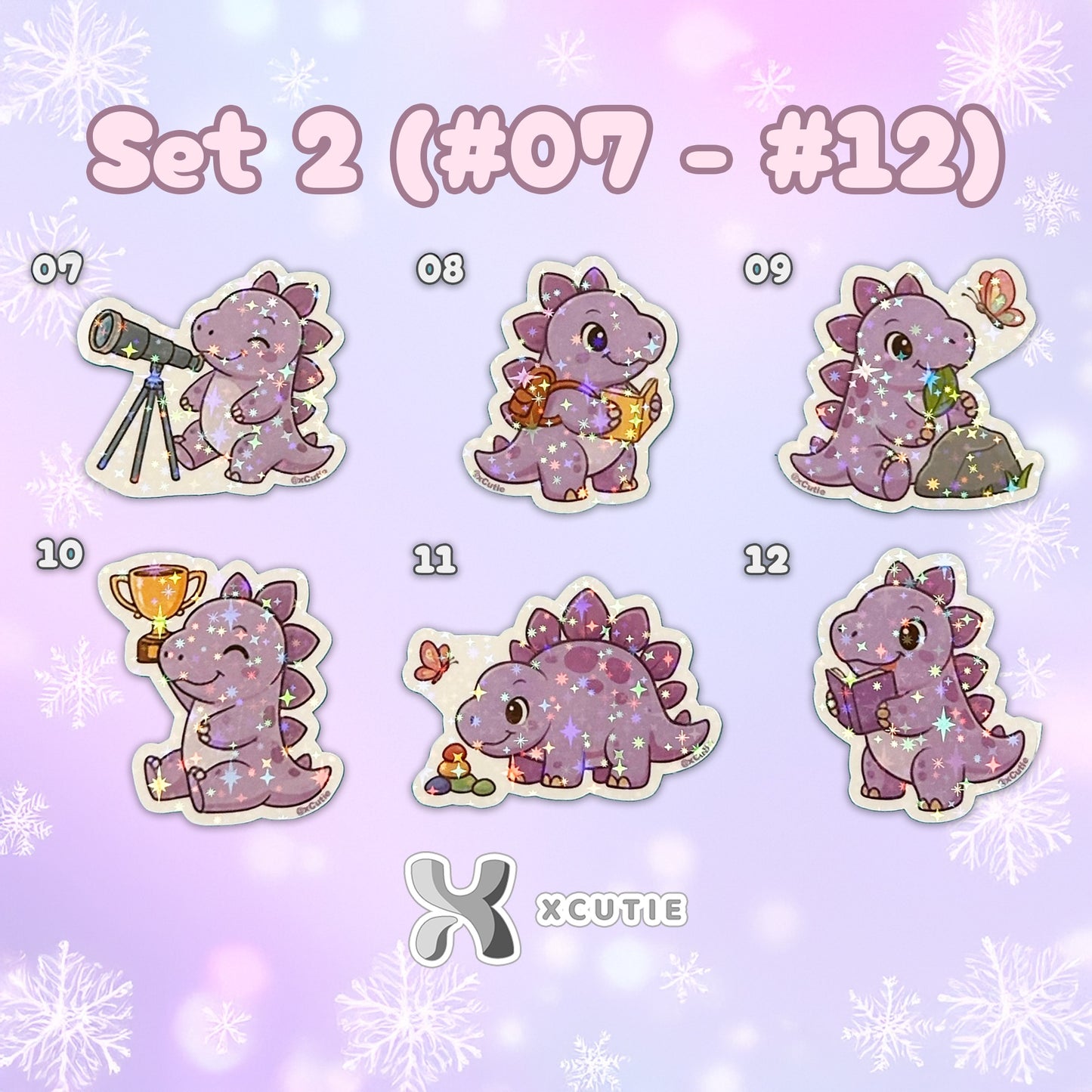 QQ Dino - Stegosaurus - Dinosaur  Vinyl Sticker Set #01 || 12 pcs/ pack