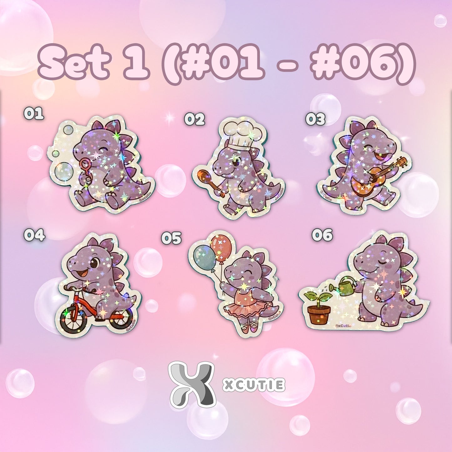 QQ Dino - Stegosaurus - Dinosaur  Vinyl Sticker Set #02 || 12 pcs/ pack