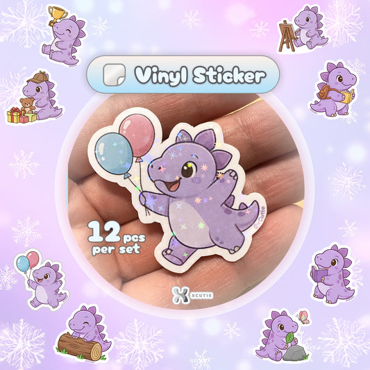 QQ Dino - Stegosaurus - Dinosaur  Vinyl Sticker Set #01 || 12 pcs/ pack