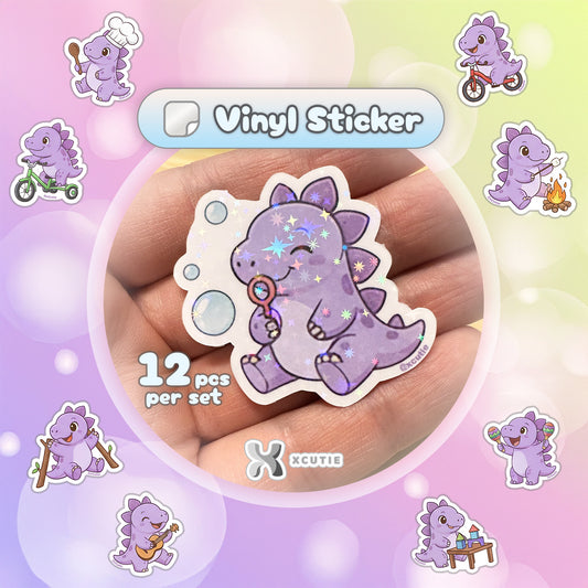 QQ Dino - Stegosaurus - Dinosaur  Vinyl Sticker Set #02 || 12 pcs/ pack