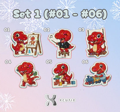 QQ Dino - Trex - Dinosaur  Vinyl Sticker Set #02 || 12 pcs/ pack