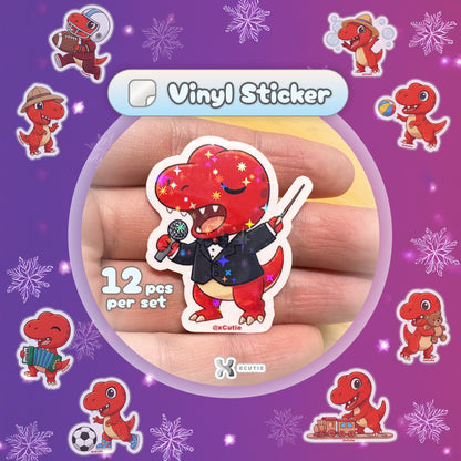 QQ Dino - Trex - Dinosaur  Vinyl Sticker Set #01 | 12 pcs/ pack