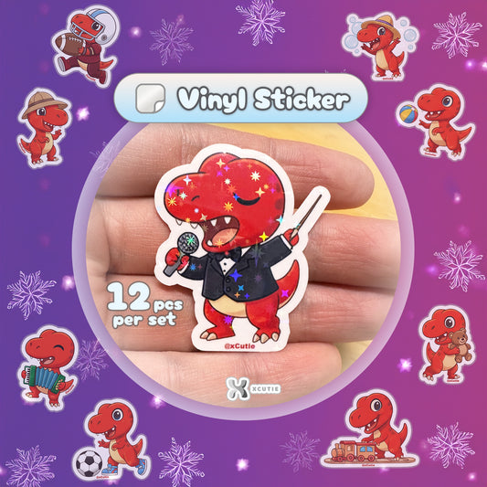 QQ Dino - Trex - Dinosaur  Vinyl Sticker Set #01 | 12 pcs/ pack