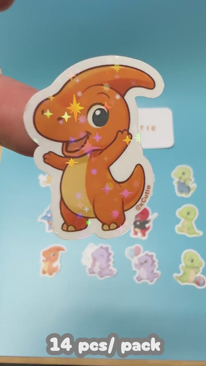 QQ Dino - Parasaurolophus - Dinosaur  Vinyl Sticker Set #01 || 14 pcs/ pack