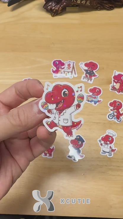 QQ Dino - Trex - Dinosaur  Vinyl Sticker Set #02 || 12 pcs/ pack